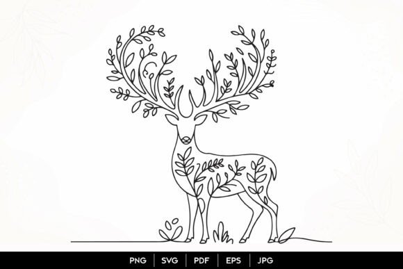 Download Floral Deer Line Art SVG - Line art Collection
