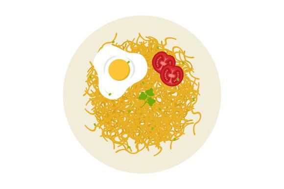 Download Fried Noodles Food Flat Design - Flat Collection