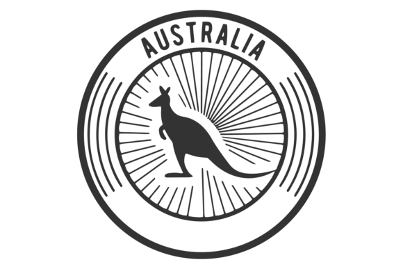 Download Australia Round Label. Black Kangaroo Tr - Australia Collection
