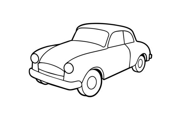 Download Retro Old Car Line Art Illustration - Line art Collection