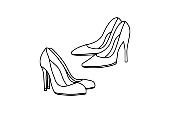 Download Elegant Black High Heeled Shoes Line Art - Line art Collection