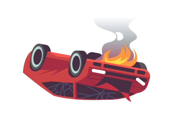 Download Damaged Flat Car. Auto Accident on Road, - Flat Collection
