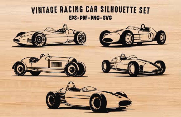 Download Vintage Racing Car Vector Silhouette Set - Car vector Collection