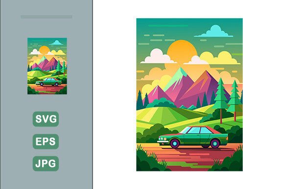 Download Car Vector Landscape Background - Car vector Collection
