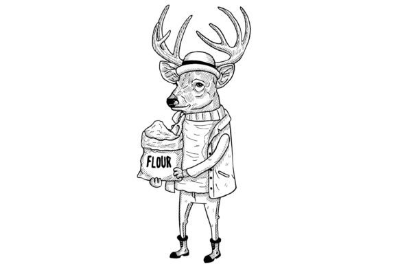 Download Vintage Antromorphic Deer Line Art - Line art Collection